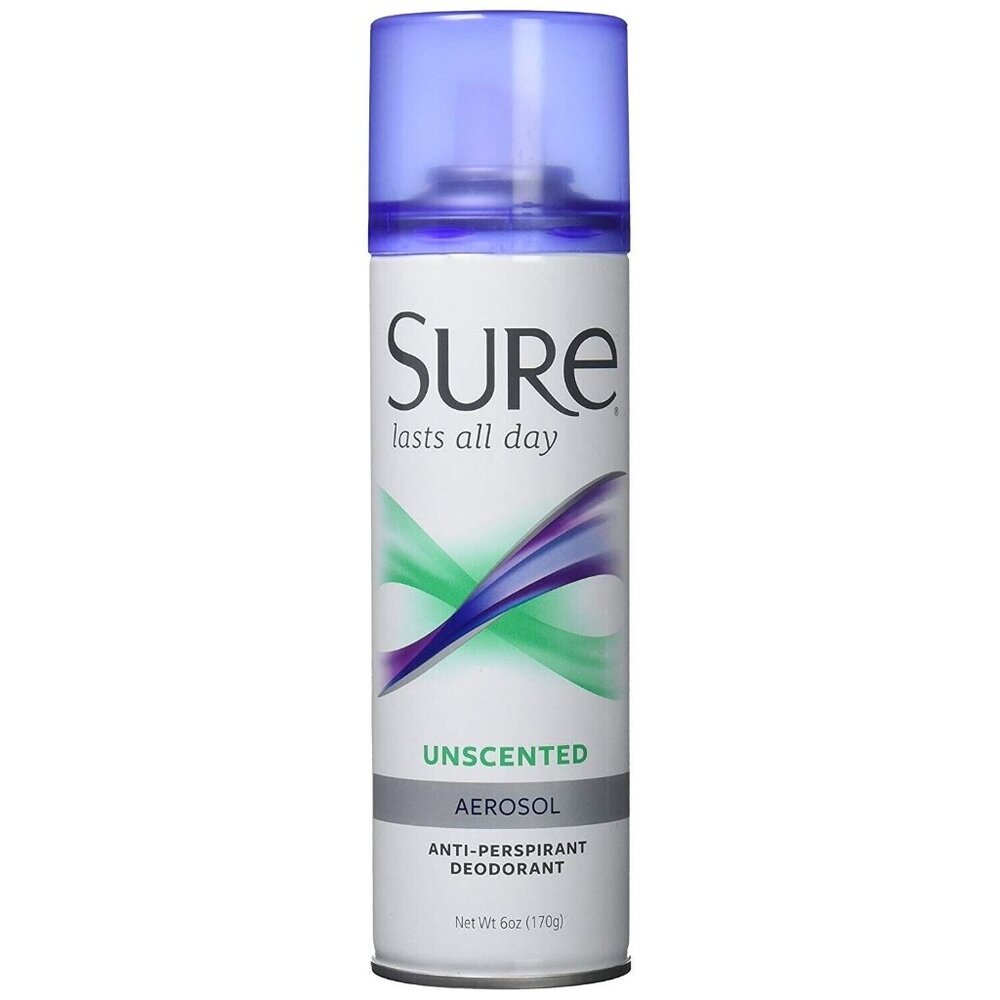 Sure Anti-Perspirant Deodorant UNSCENTED Aerosol Spray 6 oz, 2 - Pack